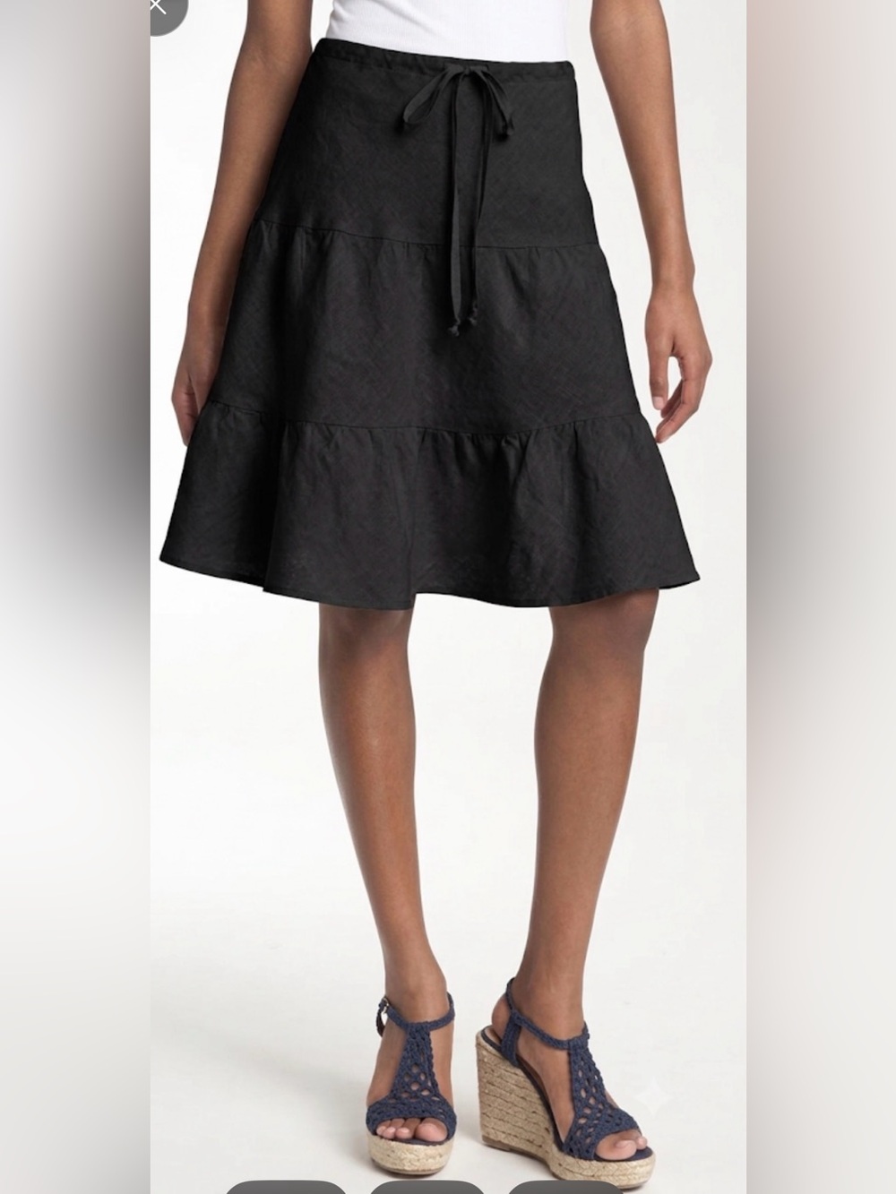 Allen Allen USA 100% Linen Tiered Skirt , size M